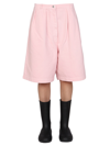 Raf Simons Denim Shorts With Double Pleats In Pink