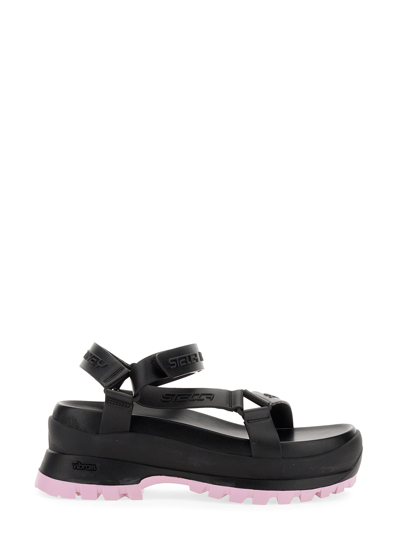 Stella Mccartney Trace Logo-embossed Flatform Sandals In Black