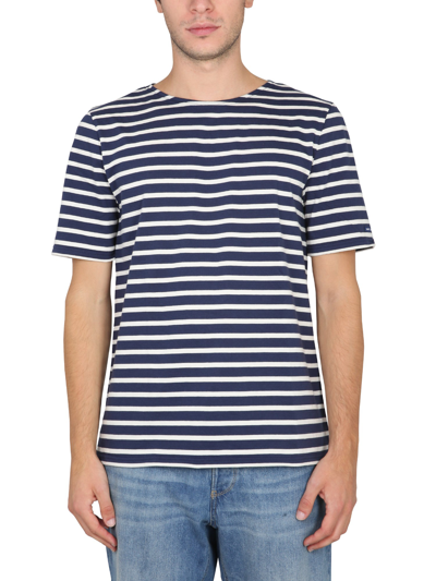 Saint James Modern Striped Crew Neck T-shirt In Blue
