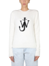 Jw Anderson Women Maglia Con Intarsio Logo In White