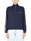 Tory Burch Sweatshirt With Front Zipper In Blue