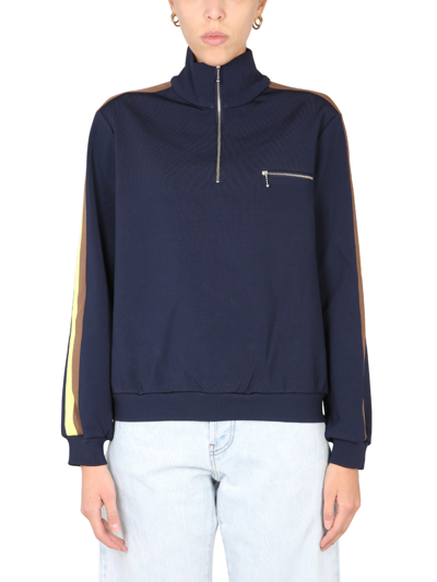 Tory Burch Side-stripe Detail Sweatshirt In Blue