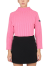 Patou Logo-patch Ribbed-knit Jumper In Pink