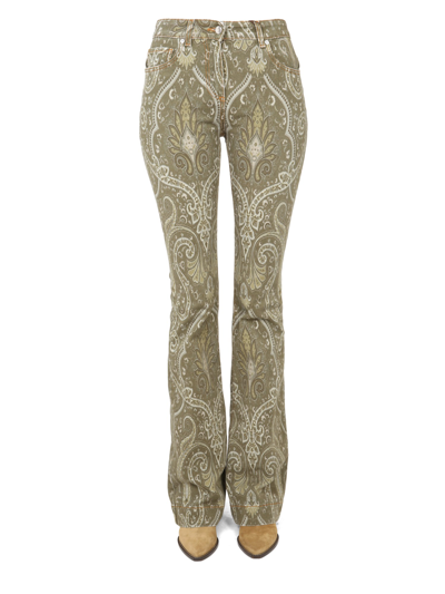 Etro Paisley Print Jeans In Brown