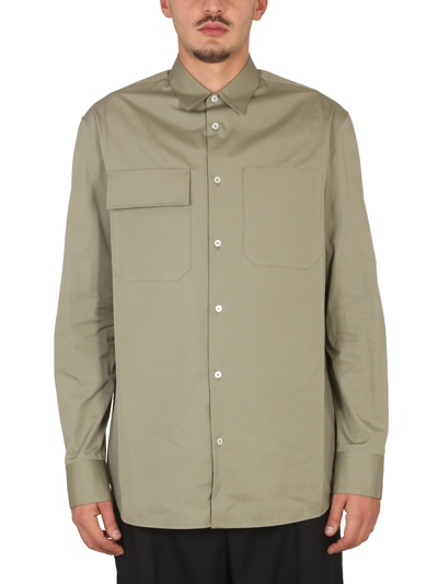 Jil Sander Long-sleeve Button-up Shirt In Green