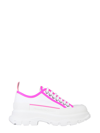 Alexander Mcqueen Women Tread Slick Canvas Sneakers With Fluo Leather Sneakers In White