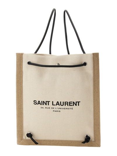 Saint Laurent Logo Print Shoulder Bag Backpack In Powder