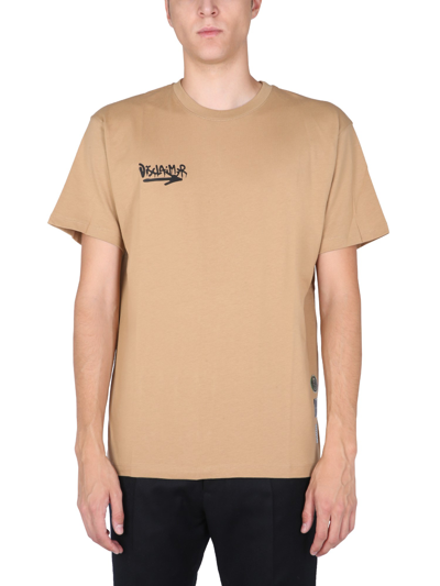 Disclaimer T-shirt With Screen Print In Brown