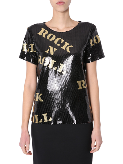 Moschino Hollywood Stencils Sequin T-shirt In Black