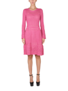 Boutique Moschino Long-sleeve Open-knit Dress In Pink
