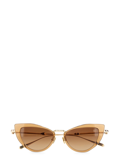 Valentino Viii Titanium & Acetate Cat-eye Sunglasses In Light Brown/​brown