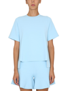 Stella Mccartney Women T-shirt With Asymmetrical Hemline In Azure