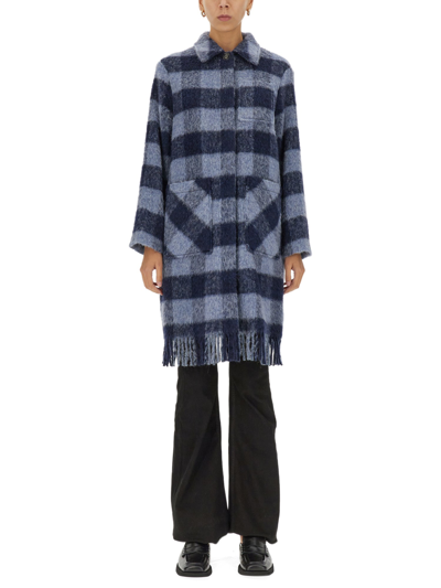 Woolrich Giacca Camicia In Misto Lana Check Blu In Blue
