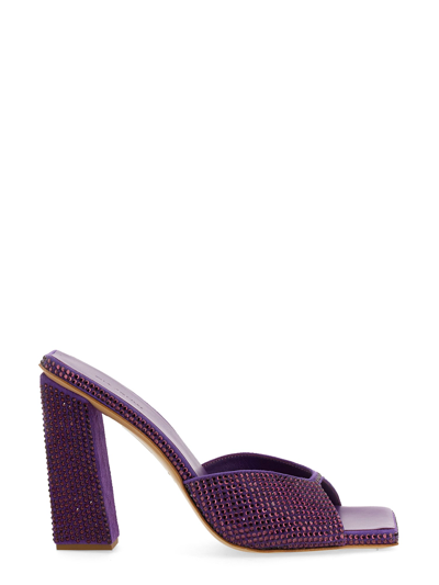 Gia Borghini Rosie Crystal Beaded Block Heel Slide Sandal In Purple