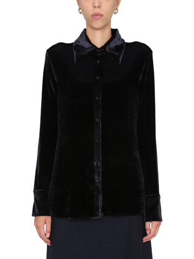 Jil Sander Long-sleeve Velvet Shirt In Blue