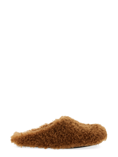 Marni Brown Faux-fur Fussbett Sabot Slippers In Beige