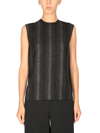 Stella Mccartney Metallic Stripe Sleeveless Crossbar Top In Black