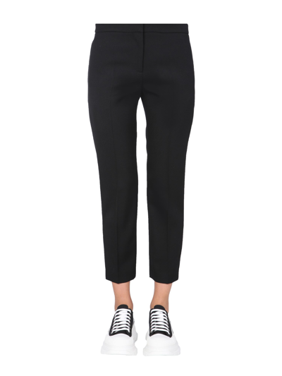 Alexander Mcqueen Cropped Straight Trousers In Black