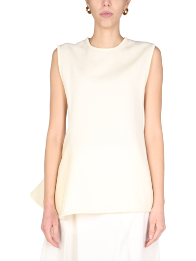 Jil Sander Sleeveless Peplum Top In Beige