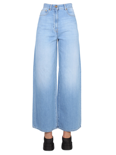 Versace High Waist Wide Leg Jeans In Blue