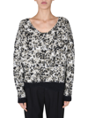 Saint Laurent Leopard Print Knit Sweater In Black