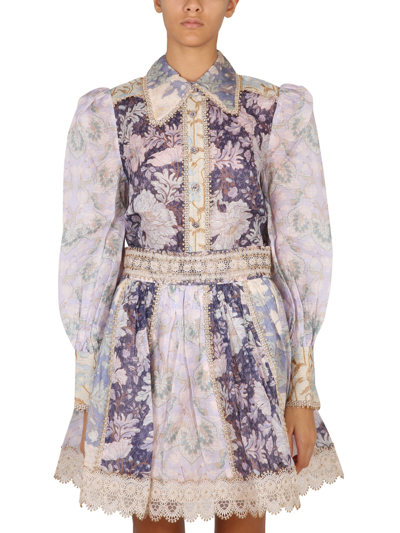 Zimmermann Celestial Lace Panelled Skirt In Spliced Lavender Floral In  Multi | ModeSens