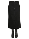 Raf Simons Logo Patch Buttoned-up Denim Midi Skirt In Black