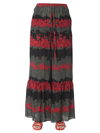 Red Valentino Dreaming Peony Print Trousers In Black