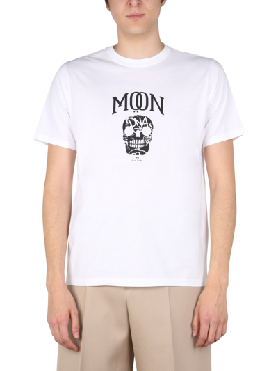 Ps By Paul Smith Moon Skull T-shirt In White