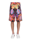 Dolce & Gabbana Multicolor Bermuda Shorts With All-over Hawaiian Print And Drawstrig In Silk Man In Multicolour