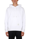 Thom Browne Hooded Sweatshirt With Kangaroo Pocket And Striped Detail In White