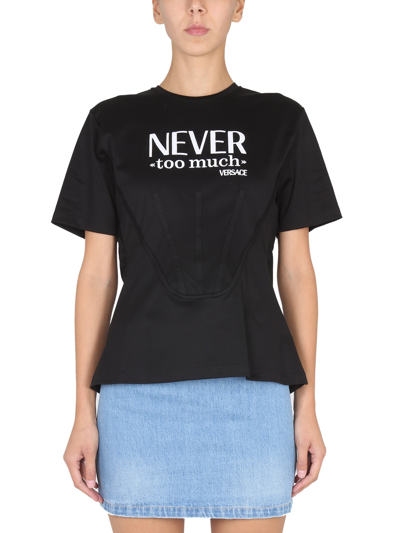 Versace "never Too Much" Corset T-shirt In Black