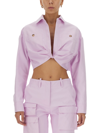 Off-white Co Twist Cropped Cargo Shirt In Lilac