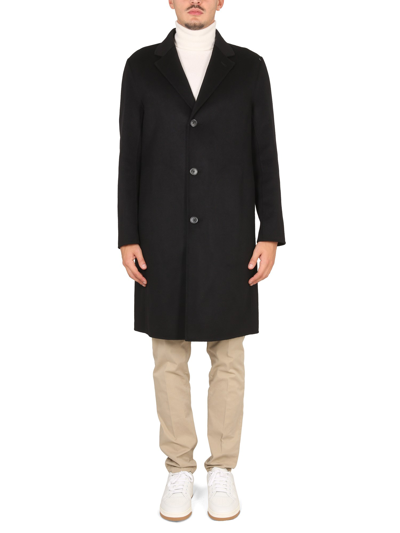 Theory Single-breasted Coat In Black