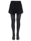 Balenciaga Distressed Brand-patch Denim Mini Skirt In Black