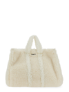 Sunnei Designer Handbags Teddy Fleece Bag In White