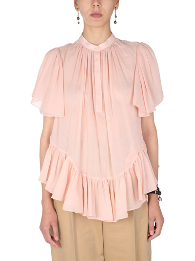 Alexander Mcqueen Shirt With Ruches In Rosa