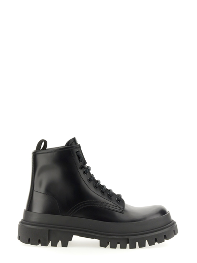 Dolce & Gabbana Studded Calfskin Hi-trekking Ankle Boots In Black