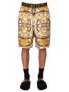 Moschino "teddy" Graphic Print Bermuda Shorts With Side Pockets In Multicolour