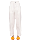 Bottega Veneta Pleated Cotton Tapered Trousers In White
