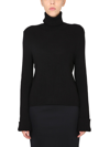 Balenciaga Logo Patch Ribbed Turtleneck Sweater In Black
