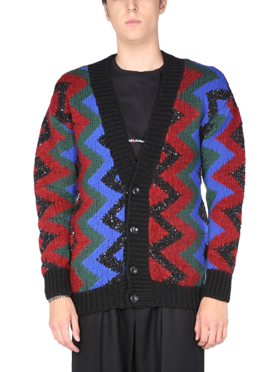 Saint Laurent Jacquard Cardigan In Multi