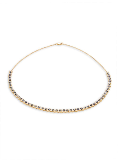 Effy Eny Women's 14k Goldplated, Diamond & Sapphire Half Tennis Necklace