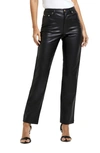 River Island Straight Cut Faux Leather Pant In Black In Black