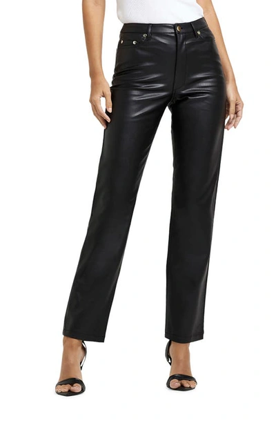 River Island Straight Cut Faux Leather Pant In Black