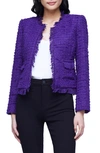 L Agence Angelina Sequin Tweed Jacket In Deep Violet