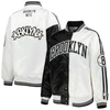 Starter Black/white Brooklyn Nets Split Colorblock Satin Full-snap Varsity Jacket In Black