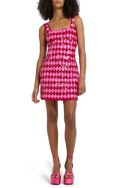 open lace back dress River Island Pink/Red Sequin Dress
