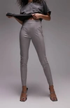 Topshop Faux Leather Skinny Fit Pant In Gray