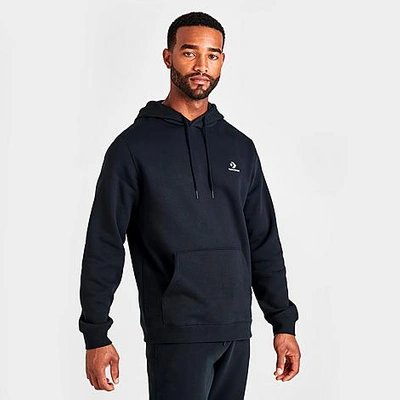 Converse Go-to Embroidered Star Chevron Fleece Hoodie In Black